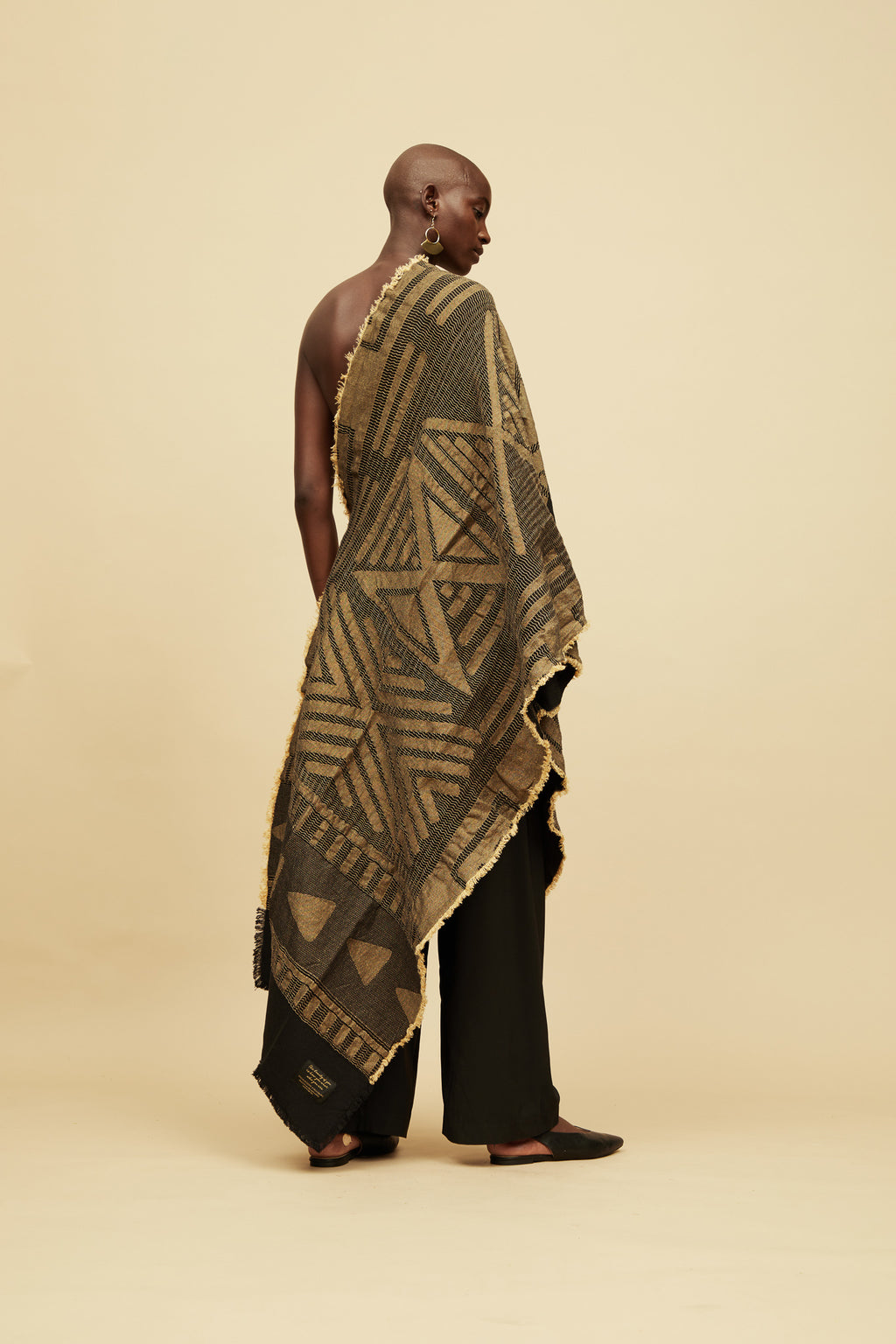 Coffee-Colored and Gold African Fabric hotsell Cape/Shawl